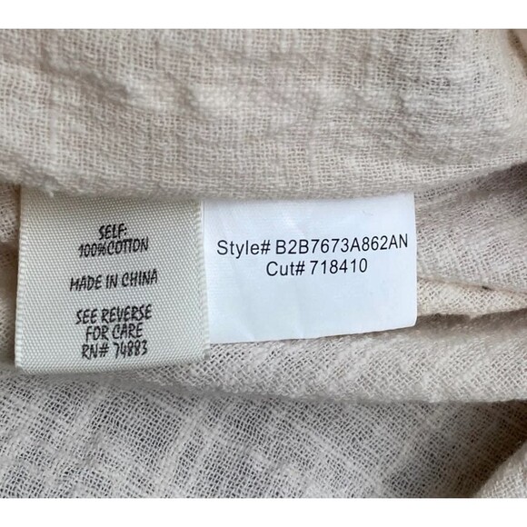 ADIVA Ivory white crochet lace inserts tank top gauzy cotton cloth pompoms Sz L - Picture 7 of 11